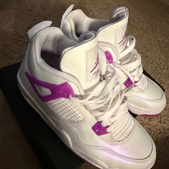 Jordan Kids White and Purple Sneakers